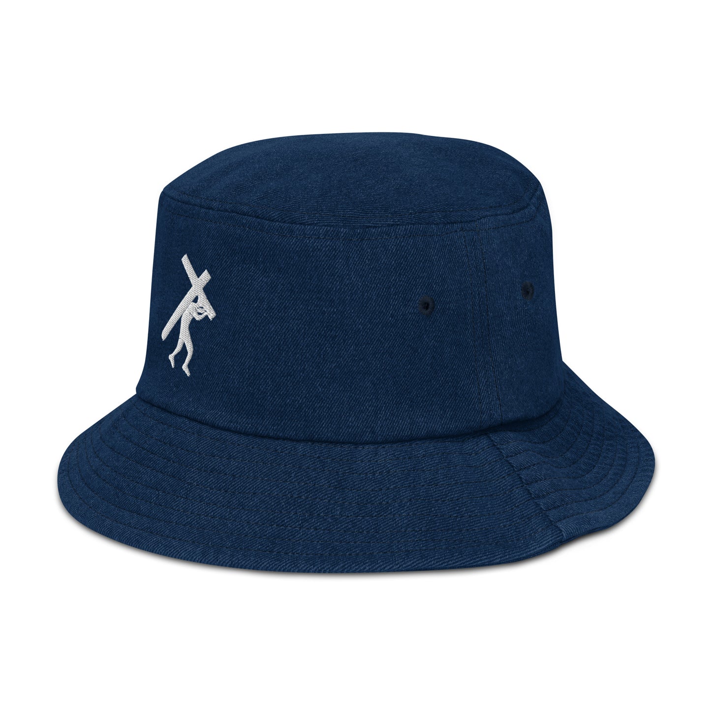 Brand Logo Embroidery Denim Bucket Hat