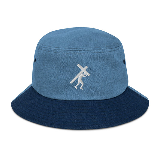 Brand Logo Embroidery Denim Bucket Hat