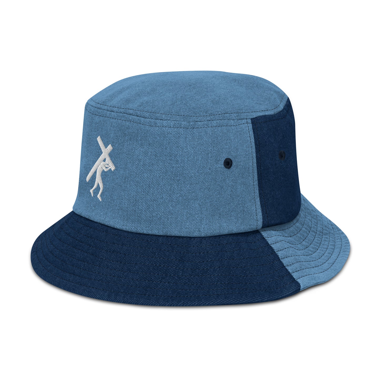 Brand Logo Embroidery Denim Bucket Hat