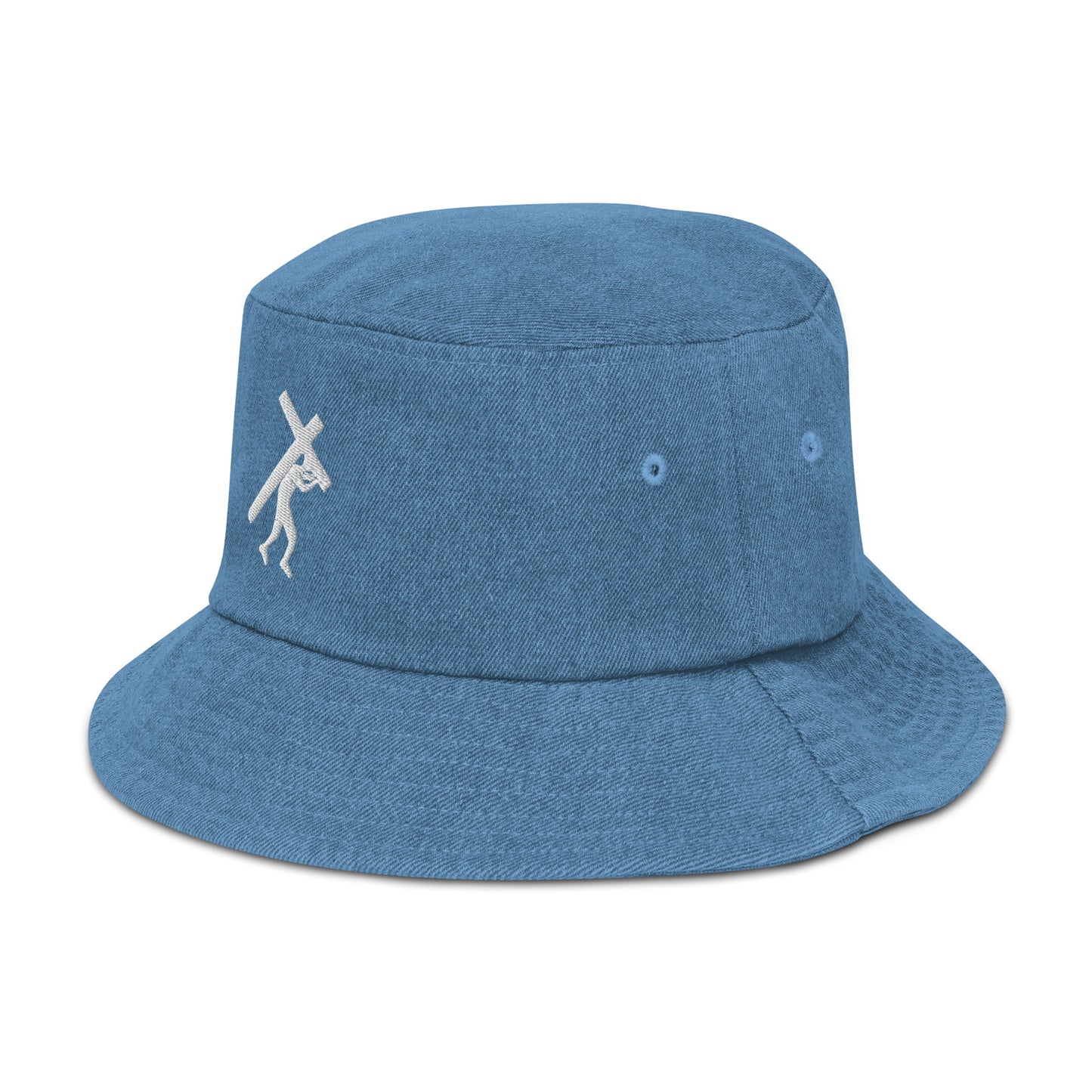 Brand Logo Embroidery Denim Bucket Hat