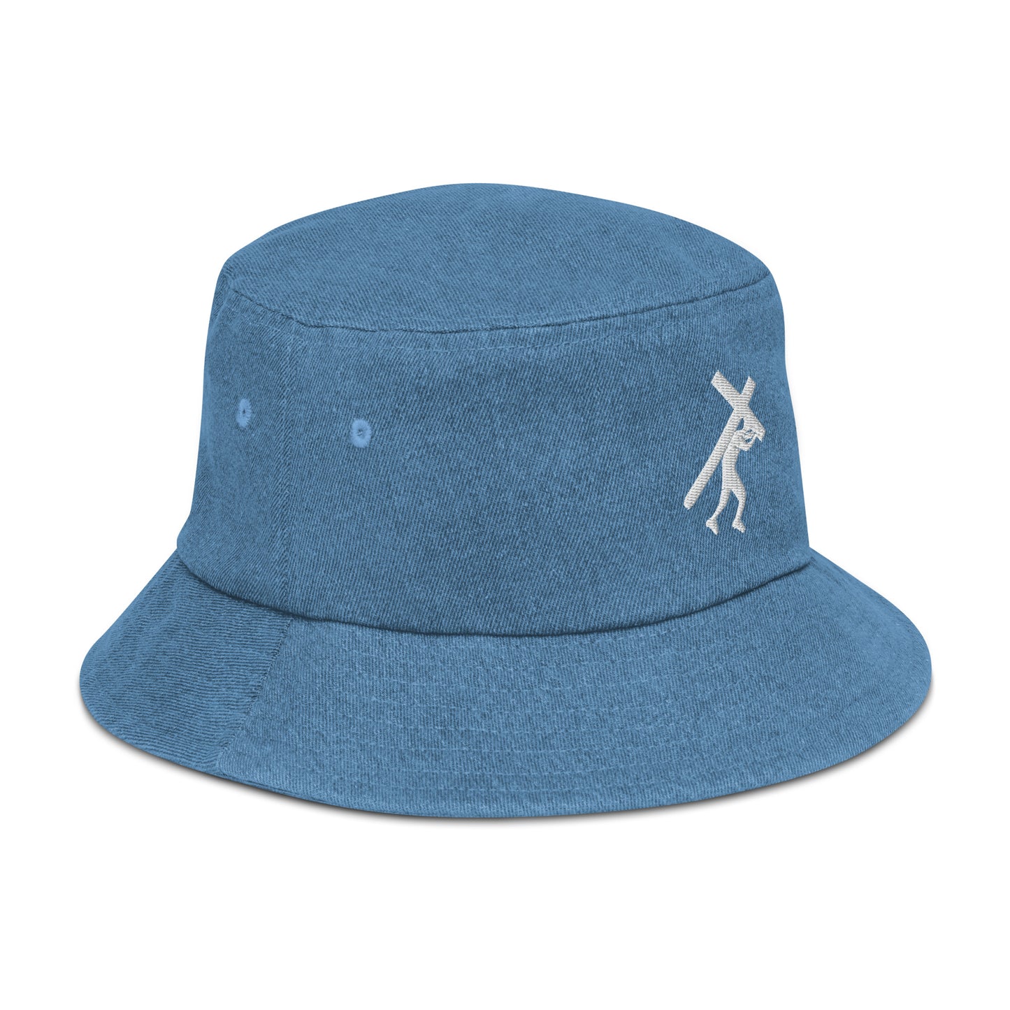 Brand Logo Embroidery Denim Bucket Hat