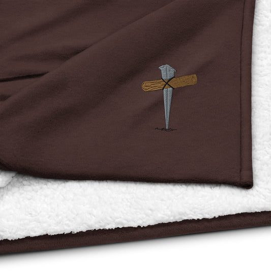 Cross Embroidered Premium sherpa blanket