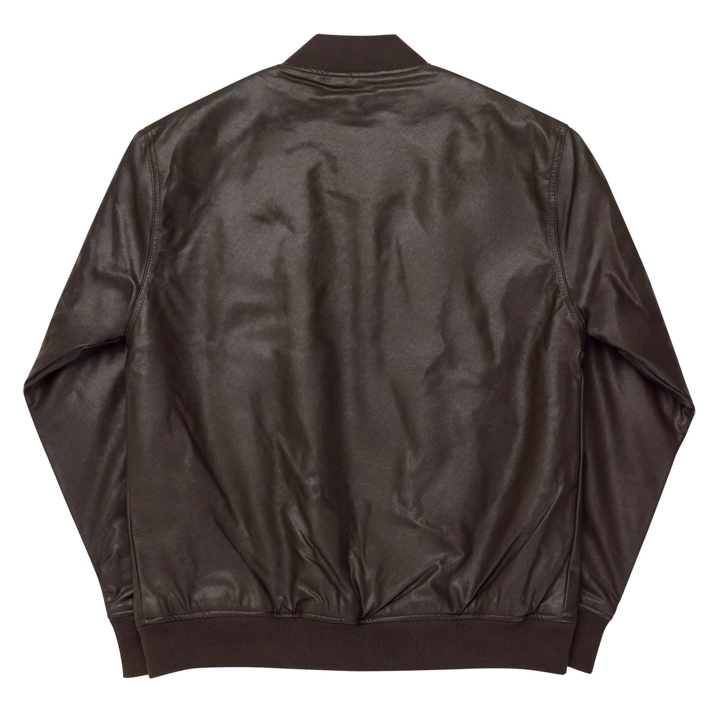 Brand Logo Embroidered Leather Bomber Jacket