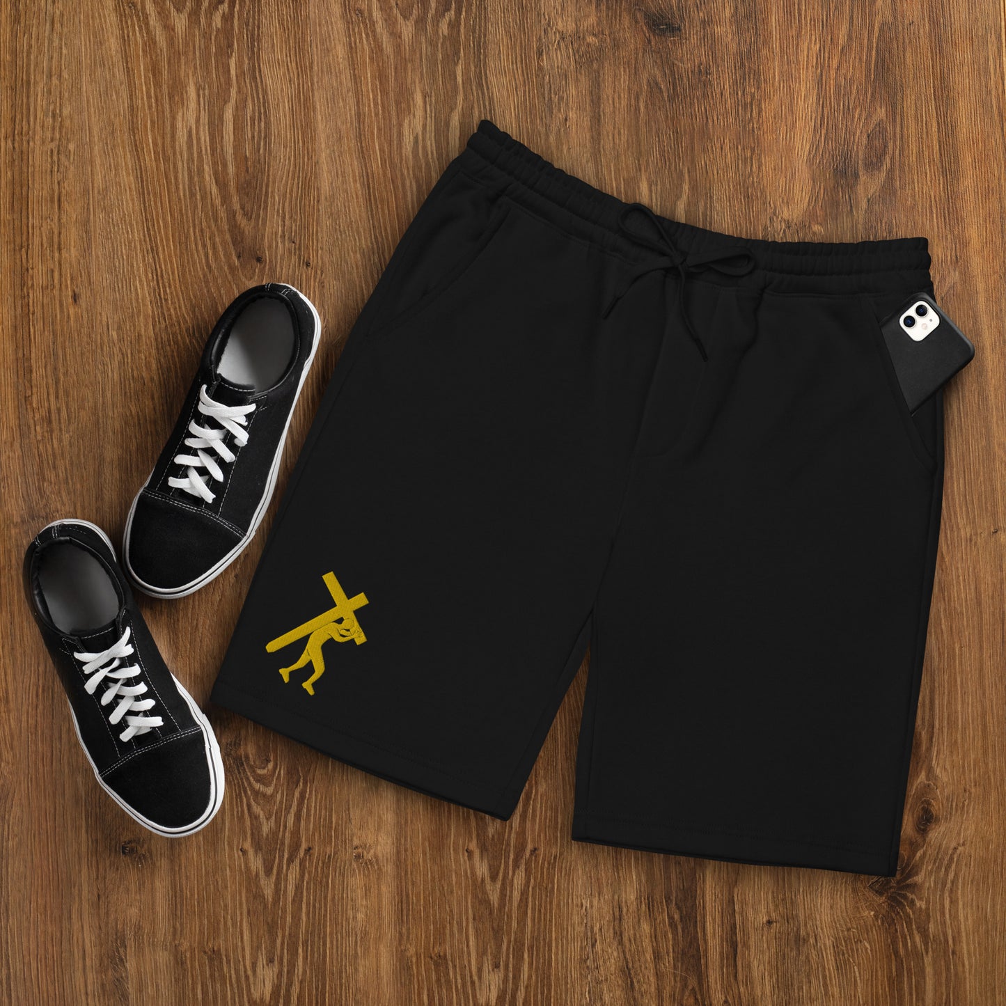 Brand Logo Embroidered Men's fleece shorts