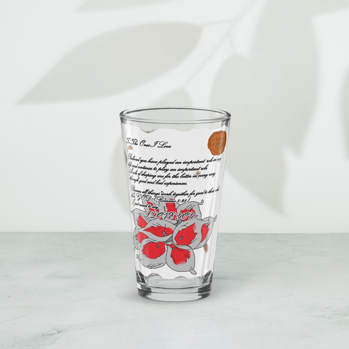 Love Letter Shaker pint glass