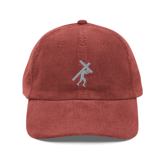 Brand Logo Embroidered Vintage Corduroy Cap