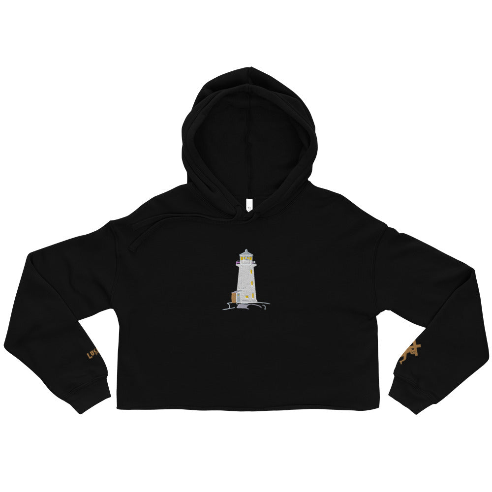 Psalm 27:1 Embroidered Crop Hoodie, Women