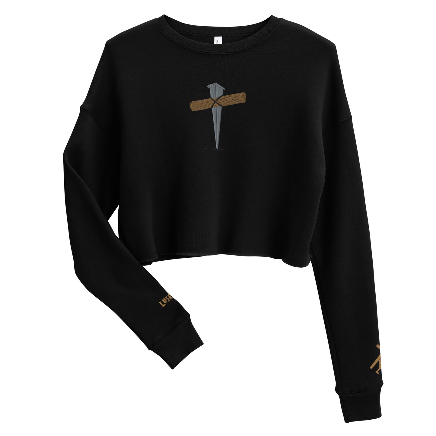 Cross Embroidered Crop Sweatshirt