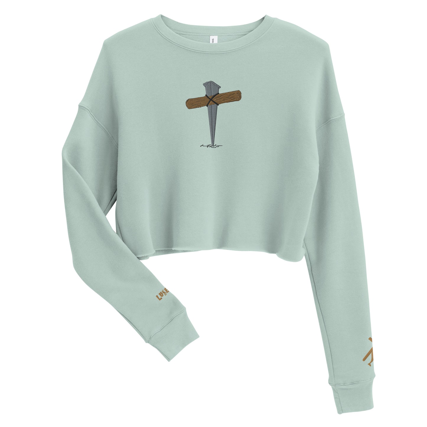 Cross Embroidered Crop Sweatshirt