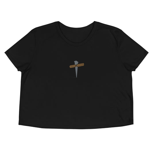 Cross Embroidered Crop Tee, Women