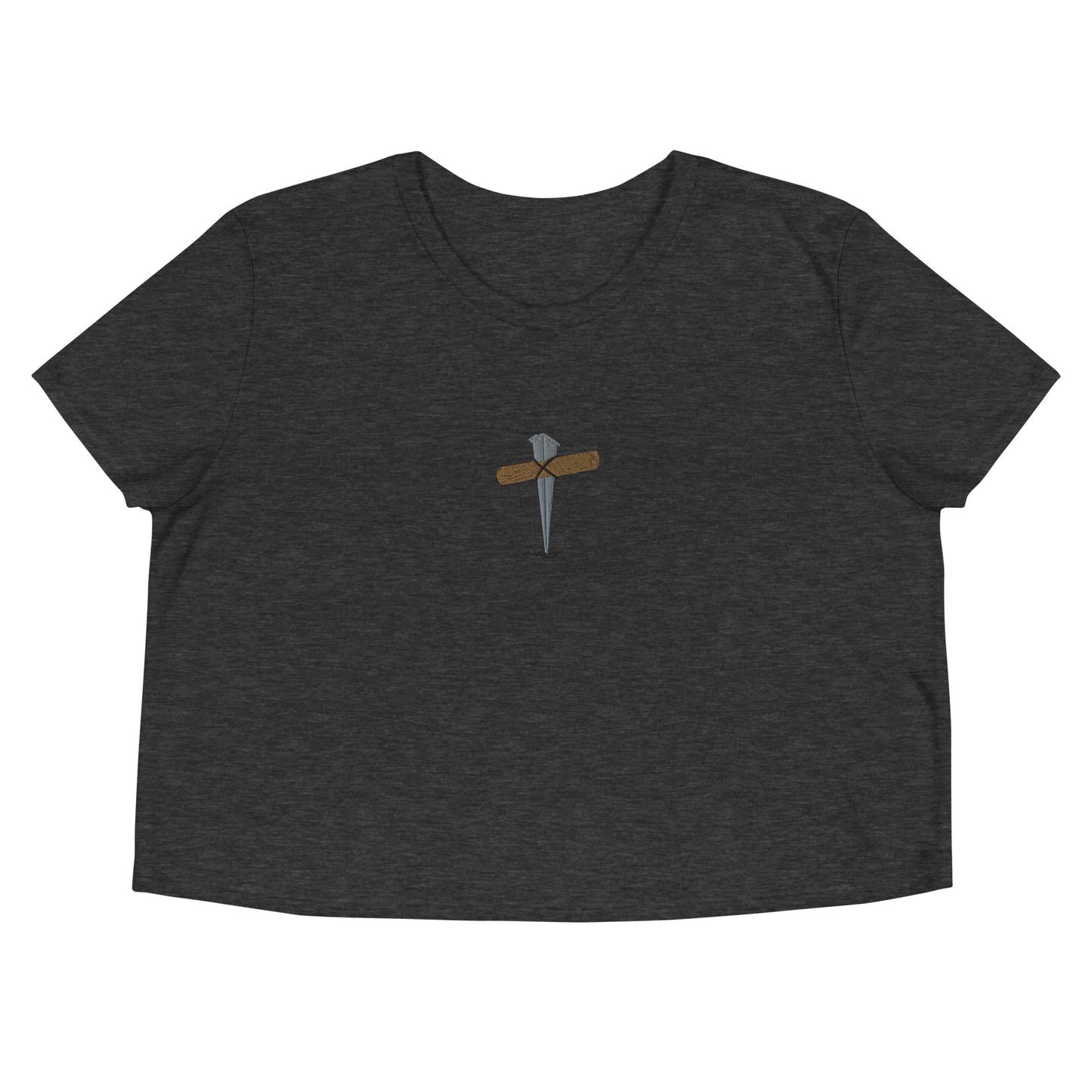 Cross Embroidered Crop Tee, Women