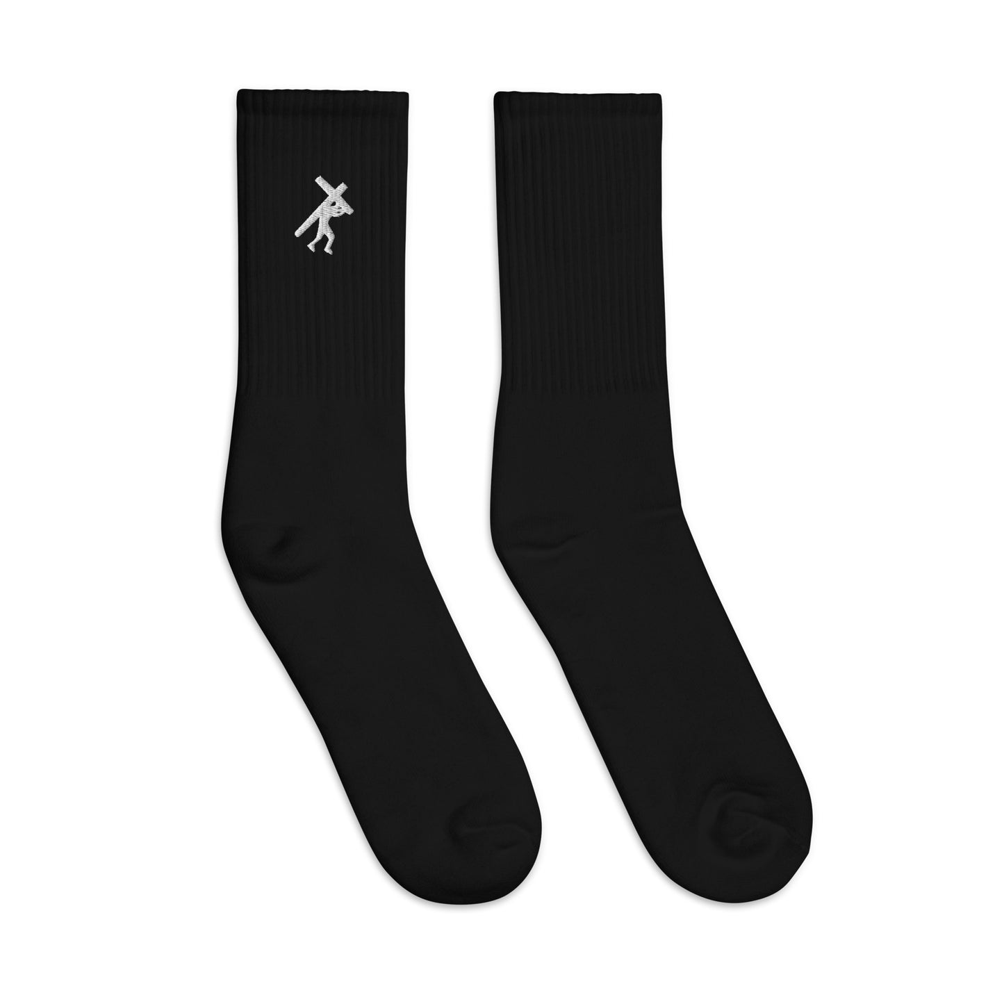 Brand Logo WHT, Embroidered socks